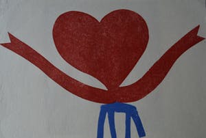 Klaas Gubbels - Hartenkan op blauwe stoel. kopen? Bied vanaf 350!