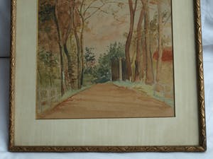 Bartholomeus Johannes van Hove - 2x Aquarel, “Stadsgezicht” en “Bomen langs een laan” – ca 1840 kopen? Bied vanaf 250!