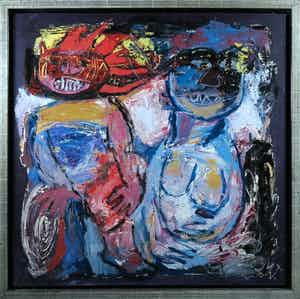 Martin van Wordragen - Olieverf op doek, Afrikaans - Ingelijst (Groot) verkocht voor € 1!