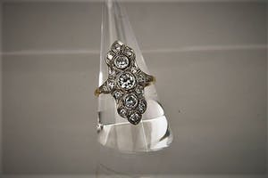 2883 - Art-Deco 14 krt goud en diamant (1.70ct old Eur. cut) "prinsessen" ring kopen? Bied vanaf 970!