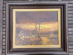Anton Brouwer - Landschap bij zonsondergang kopen? Bied vanaf 80!