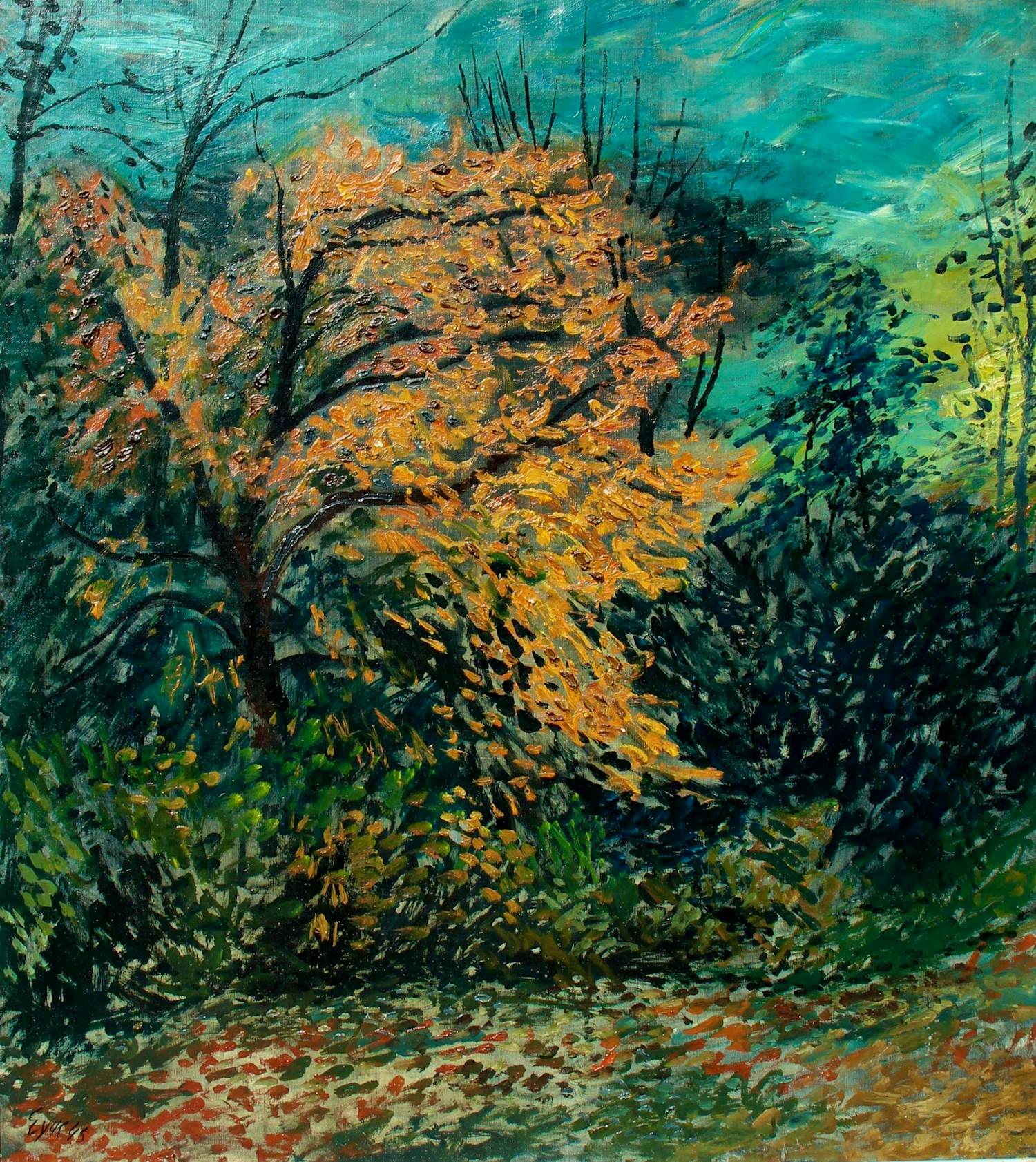 Charles Eyck - groot ingelijste olieverf op doek: Boslandschap in de schemering - 1945 kopen? Bied vanaf 1895!