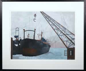 Anneke Dekkers - Zeefdruk, Dok (Ingelijst) verkocht voor € 40!