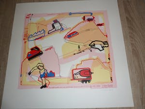 Huibert van Dorp - Zeefdruk, "Magnetische Flux". kopen? Bied vanaf 35!