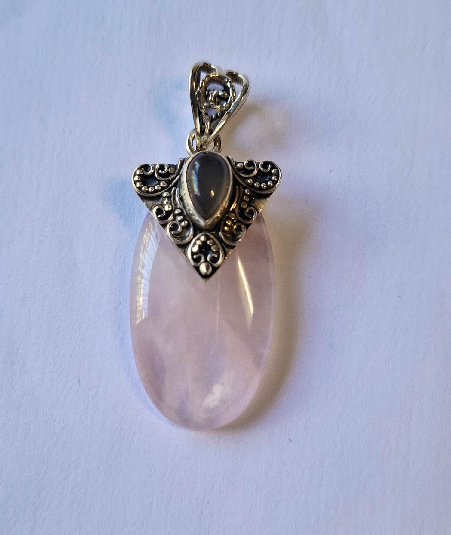 vintage sajen roze rozenkwarts sterling zilveren juwelen citrien  hanger kopen? Bied vanaf 75!