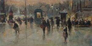 Niet of onleesbaar gesigneerd - P.Fontaine 20e eeuw Frans stadsgezicht kopen? Bied vanaf 10!