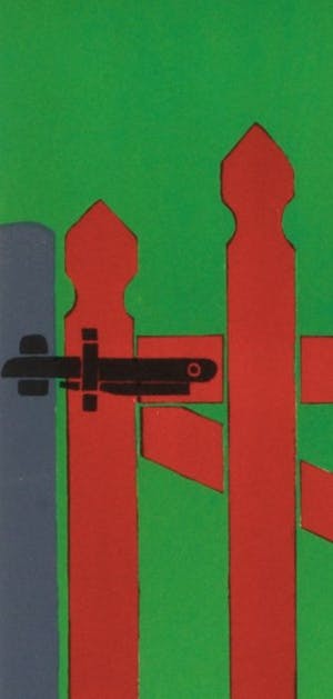 Joseph Willaert - Rood hekken met huisje in achtergrond kopen? Bied vanaf 350!