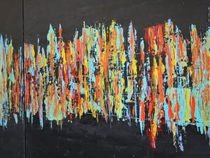 John Foppen - City Vieuw By Night......# K04. Diptych .XL. GROOT. kopen? Bied vanaf 195!