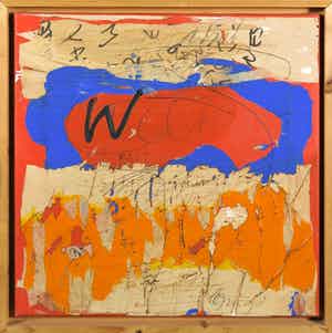 Leo de Jong - Gemengde techniek op doek, Zonder titel VI - Ingelijst verkocht voor € 70!