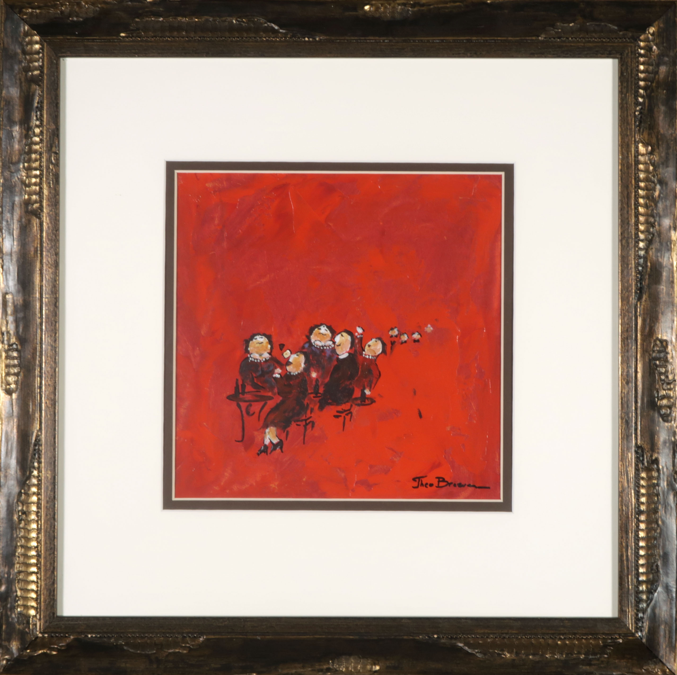 Theo Broeren - Olieverf op paneel, Het kleine orkest - Ingelijst verkocht voor € 100!