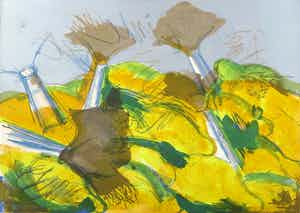 Ger Lataster - Litho, Kleurcompositie - Ingelijst verkocht voor € 70!