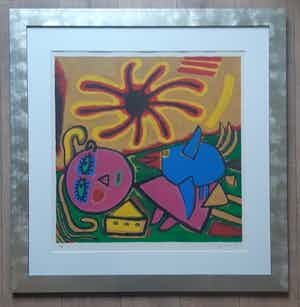 Corneille - " L 'Oiseau Bleu, Grand Soleil " E.A. exemplaar ( groot) verkocht voor € 410!