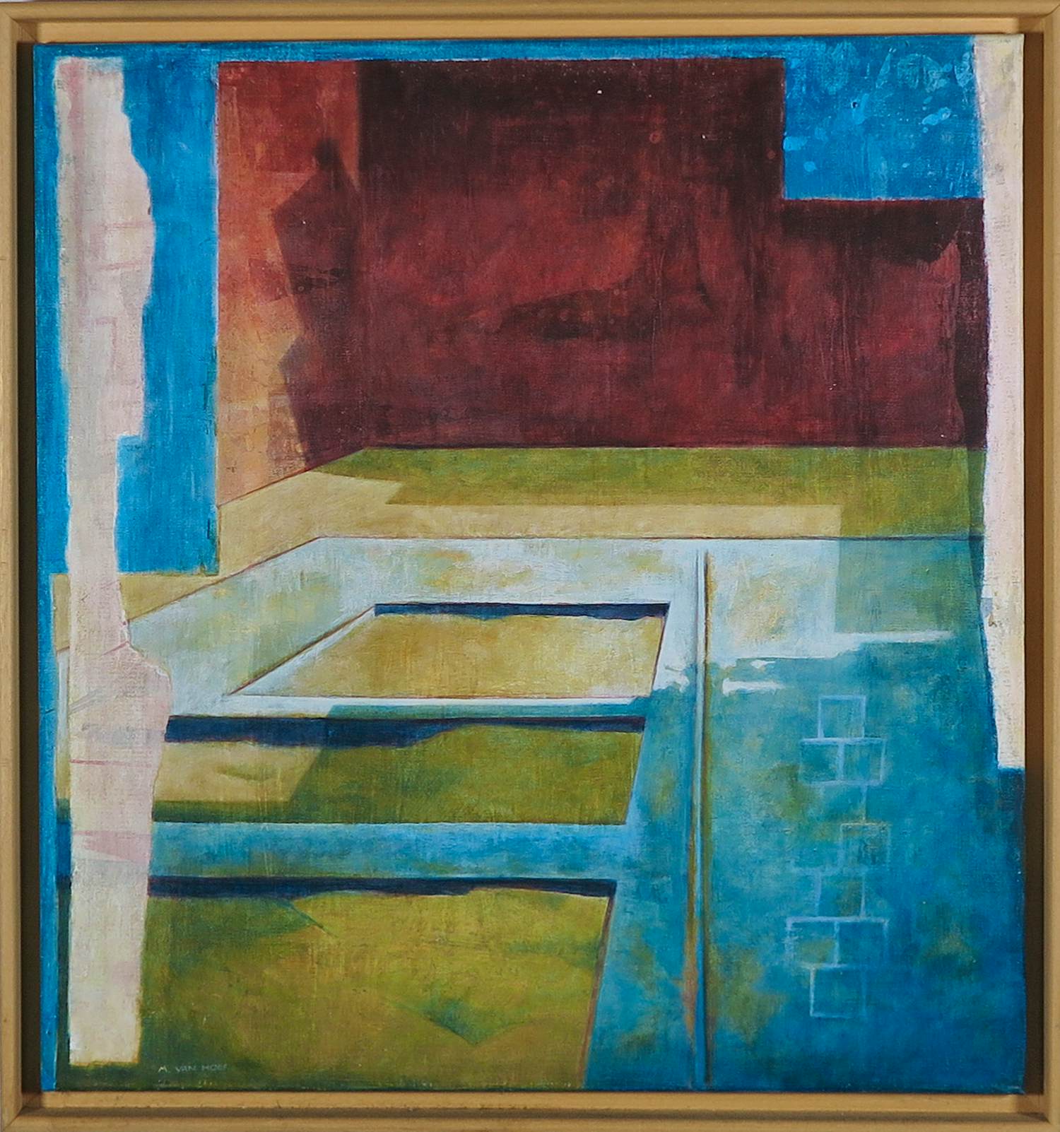 Marcel van Hoef - Gemengde techniek op doek, Berliner spielplatz - Ingelijst verkocht voor € 200!