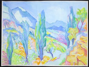 Joe Wols - Acryl op papier, Landschap kopen? Bied vanaf 1!