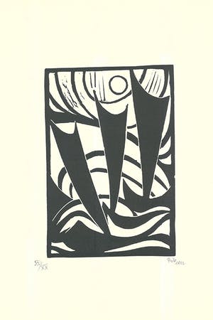 Thilo Maatsch - Houtsnede ABSTRACTE COMPOSITIE Handgesigneerd. kopen? Bied vanaf 65!