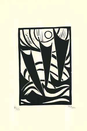 Thilo Maatsch - Houtsnede ABSTRACTE COMPOSITIE Handgesigneerd. verkocht voor € 65!