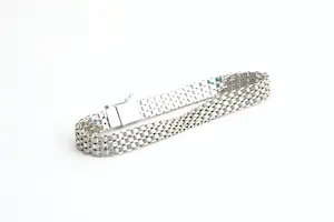 53-  Gematteerde 18 karaats wit-gouden schakel-armband - unisex model kopen? Bied vanaf 830!