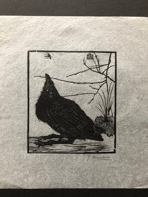Jan Mankes - Houtsnede kleine kraai kijkend naar mugje - Gesigneerd - 1918 kopen? Bied vanaf 395!