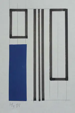 Siep van den Berg - COMPOSITIE MET BLAUW # 1995, collage, mint kaufen? Bieten Sie von 95!