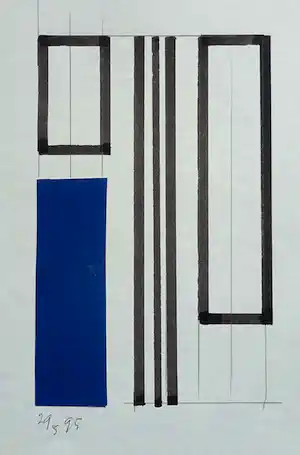 Buy Siep van den Berg - COMPOSITIE MET BLAUW # 1995, collage, mint? Bid from 95!