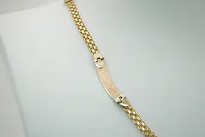 57 - Bijzonder 18 krt gouden tri color gevlochten collier - gematteerde plaatjes kopen? Bied vanaf 730!