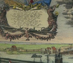 Niet of onleesbaar gesigneerd - Handgekleurde gravure, Amsterdam - Ingelijst (Zeer groot) kopen? Bied vanaf 10!