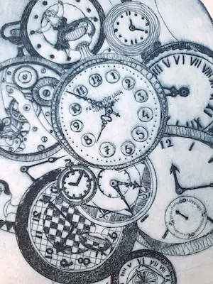 Jan Campfens - ets 'Tijd' - INGELIJST - 22175 kopen? Bied vanaf 45!