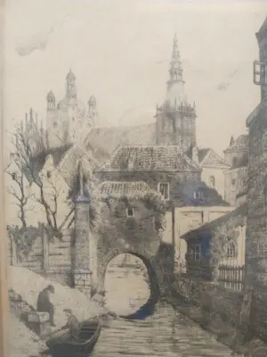 Hendrik de Laat - De Sint-Janskathedraal en de Sint-Jacobskerk in 's-Hertogenbosch (2 etsen) kopen? Bied vanaf 75!