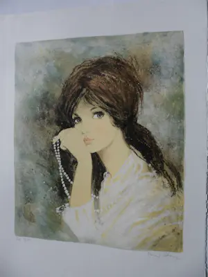 Bernard Charoy - Litho, Meisje met parelsnoer kopen? Bied vanaf 35!