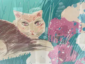 Walasse Ting - Kat in bloemenveld kopen? Bied vanaf 100!