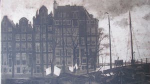 Willem Witsen - ets - Amsterdam - Binnenkant, met wapperende was op de schepen kopen? Bied vanaf 115!