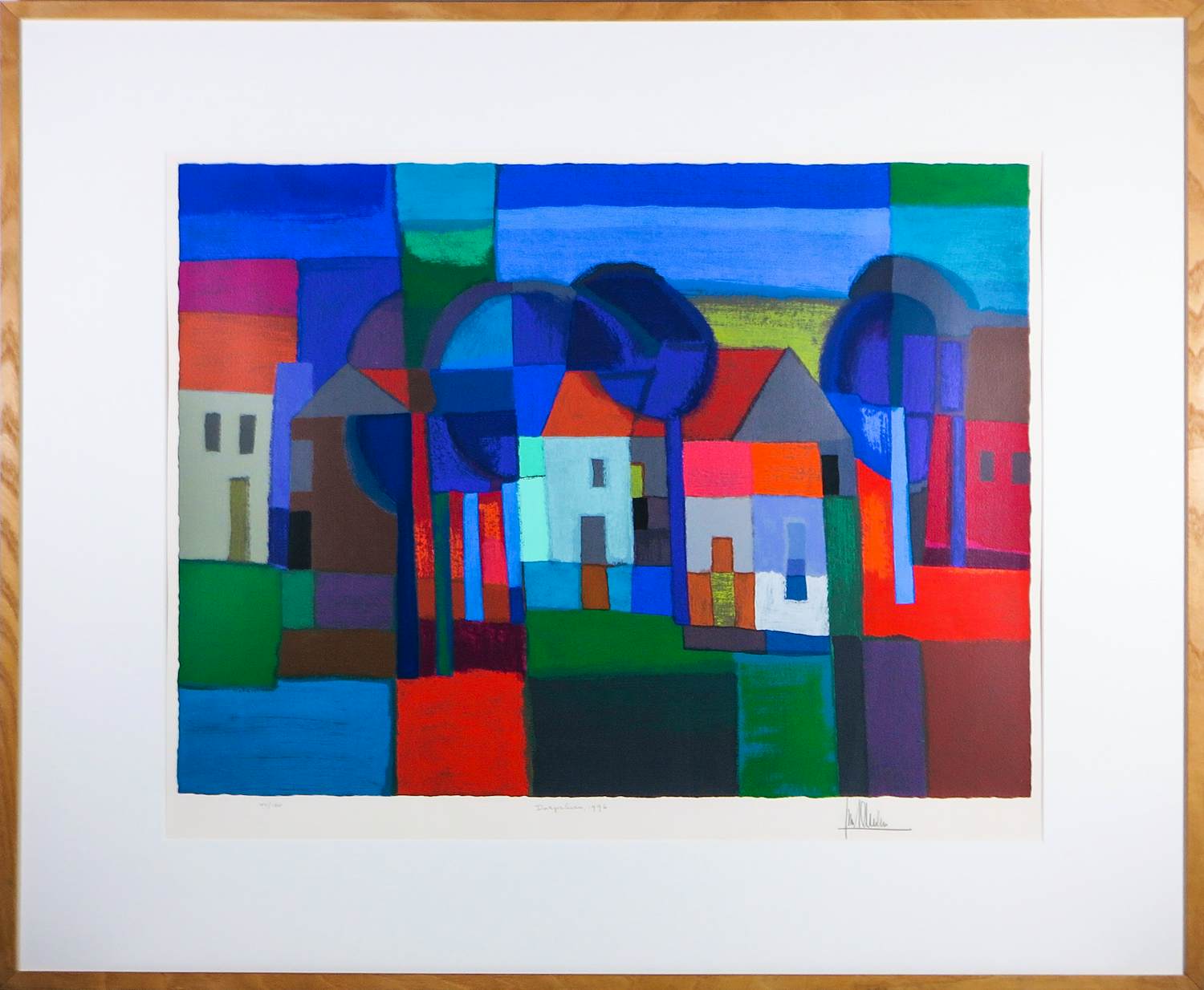 Ton Schulten - Zeefdruk op papier, Dorpskern - Ingelijst (Groot) kopen? Bied vanaf 350!