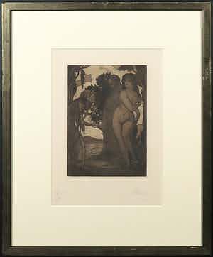 Maurice de Becque - Ets, Un voyage à Cynthére, uit Les Fleurs du Mal - Ingelijst verkocht voor € 1!