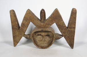 Kwele - Hout, Masker gedecoreerd met gezichten kopen? Bied vanaf 1!