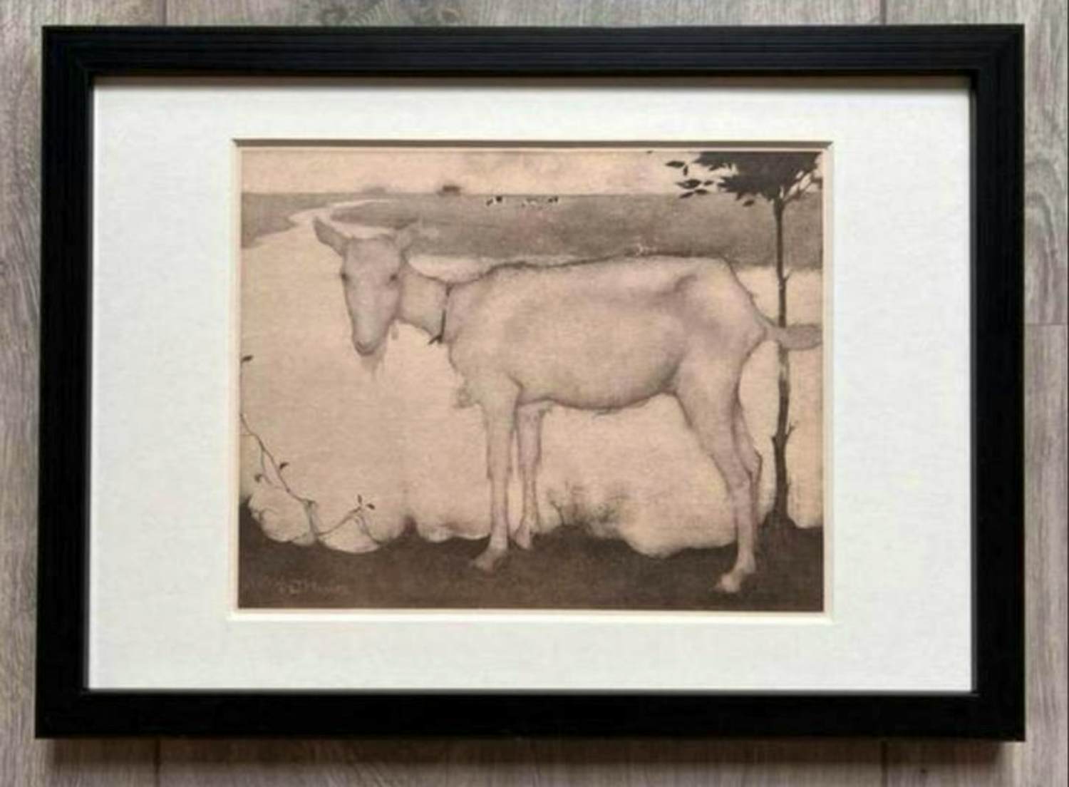Jan Mankes - Originele Heliogravure Geit bij het Meer 1923 verkocht voor € 135!