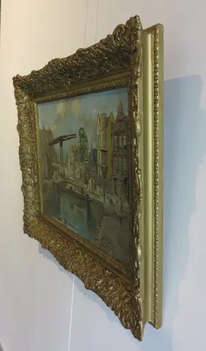 Jan Hermanus Melcher Tilmes - Olieverf op doek, De Overtoomse Sluis te Amsterdam - Ingelijst kopen? Bied vanaf 350!