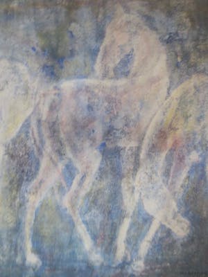 Jan Bezemer - (1907-1997) Gouache Paarden. kopen? Bied vanaf 80!