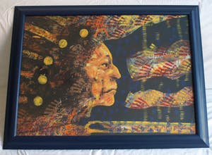 Espen Hagen - Grote ingelijste zeefdruk , American Indian – 1994 kopen? Bied vanaf 100!