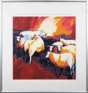 Gerda Elfring - Zeefdruk, Schapen - Ingelijst kopen? Bied vanaf 35!