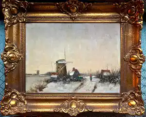 Aart van Dalen - winterlandschap in de Hollandse polder verkocht voor € 125!