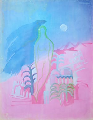 Joe Wols - Aquarel op papier, Roze en blauw kopen? Bied vanaf 1!