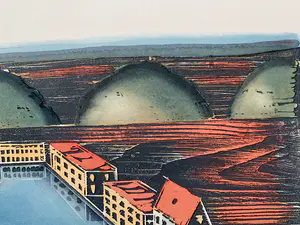 Willem de Vries - Houtsnede - 'Town Centre' - 1999 (Kleine oplage) kopen? Bied vanaf 1!