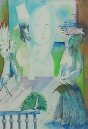 Joe Wols - Aquarel, Het lange wachten - Ingelijst kopen? Bied vanaf 1!