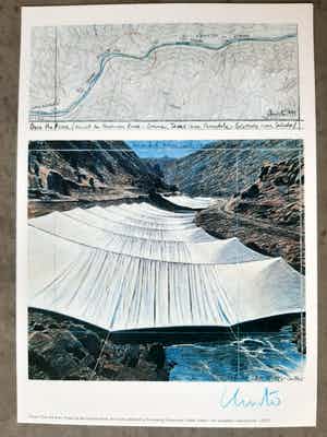Christo - Over the River: project for Arkanas River - Handgesigneerd verkocht voor € 145!