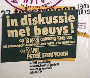 Anthon Beeke - Transparant affiche met vilt, Joseph Beuys in diskussie met Peter Struyken e.a kopen? Bied vanaf 80!