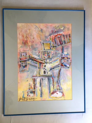 Ad Verstijnen - "Robot" - Acryl op papier, Ingelijst kopen? Bied vanaf 90!