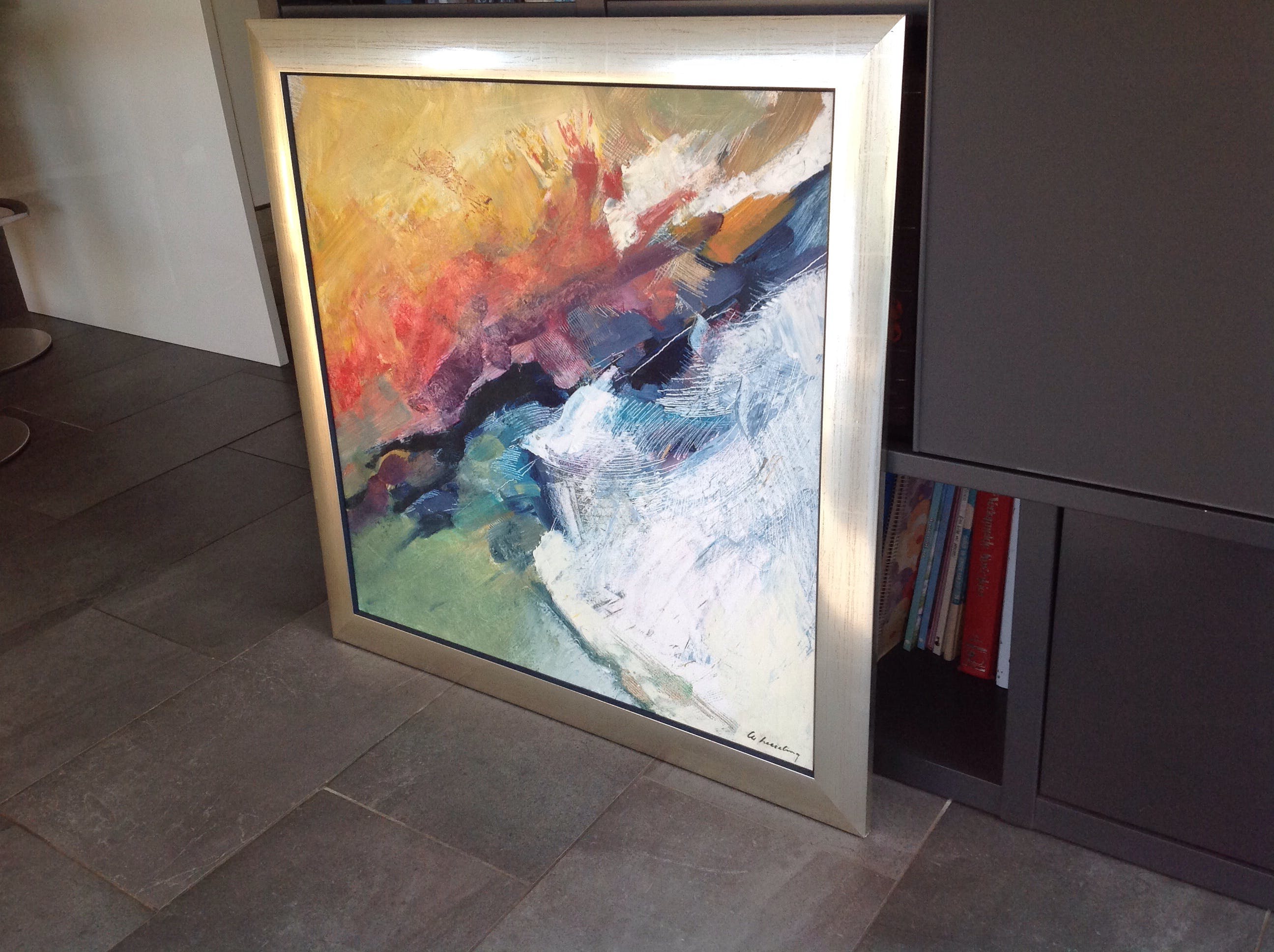 Willem Hesseling - Abstract werk op scheiding van water en land kopen? Bied vanaf 225!