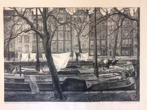 Aart van Dobbenburgh - Schuiten met was in de wind in Amsterdamse gracht verkocht voor € 40!