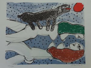 Corneille - KOPPEL NAAKTE VROUWEN / KLEURLITHO / 50x70cm / SIG 1975 kopen? Bied vanaf 95!