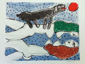 Corneille - KOPPEL NAAKTE VROUWEN / KLEURLITHO / 50x70cm / SIG 1975 verkocht voor € 95!